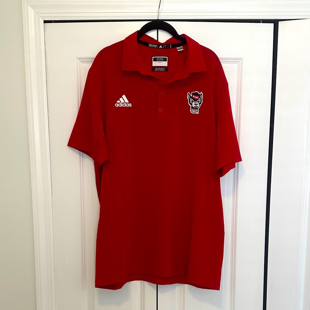 Adidas NC State Wolfpack Red Polo Shirt for Men size large